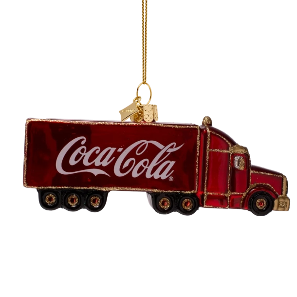 Julekugle glas, Coca Cola lastbil, H5,5cm