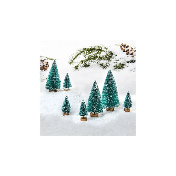 Juletrer, chenille, H: 3-9 cm