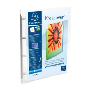 Exacompta KreaCover mappe, 4 ringe, 15 mm, klar