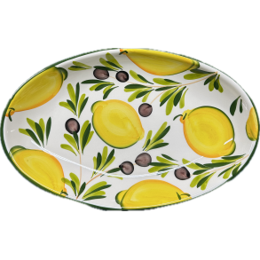 Citron og oliven fad ovalt 38x24 cm