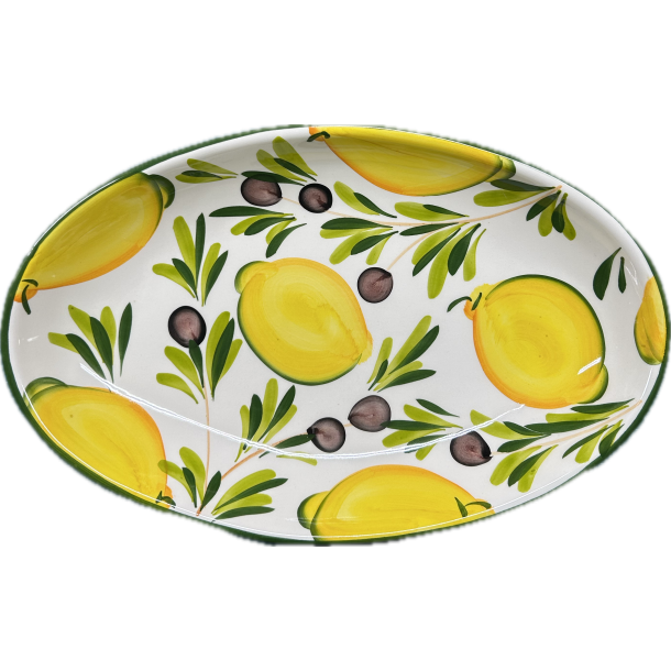 Citron og oliven fad ovalt 38x24 cm