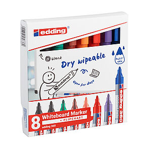 Eding 360 whiteboard marker set, 8 stk.