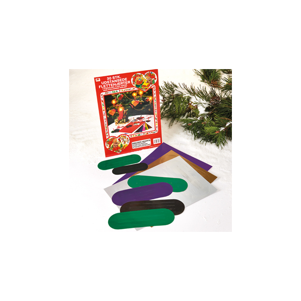 Udstansede flethjerte ark, 8 farver - 34x25cm