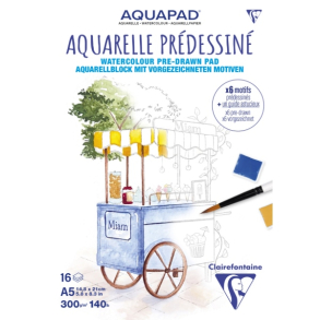 CLAIREFONTAINE AQUAPAD PRE-DRAWN BLOK A5