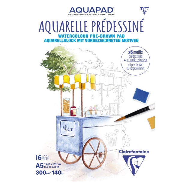 CLAIREFONTAINE AQUAPAD PRE-DRAWN BLOK A5