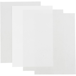 Krympeplast, 4 ark, ark 20x30 cm, tykkelse 0,3 mm, blank transparent, mat transparent, mat hvid