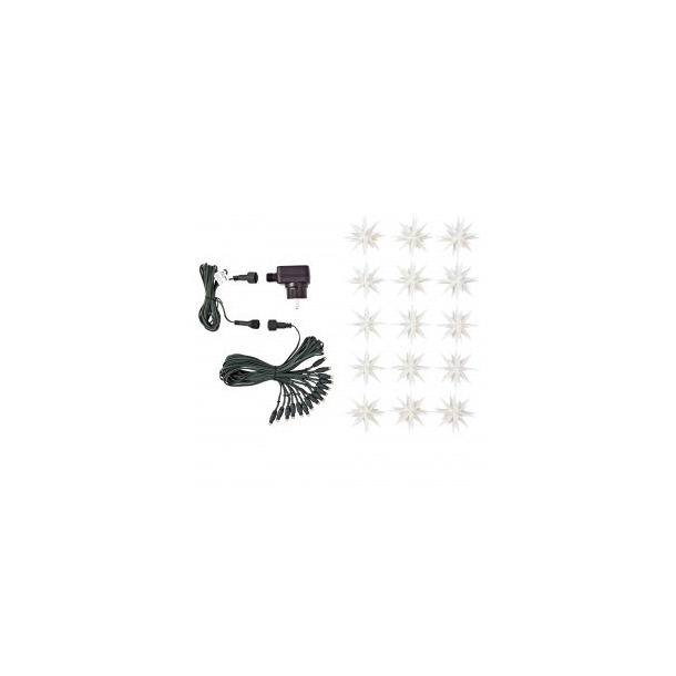 Adventsstjerne lysk�de, (LED) plast, 8cm, samlet, hvid (Indend�rs)