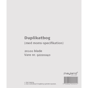 Duplikatbog m. moms 2 x 100 sider m. kopi