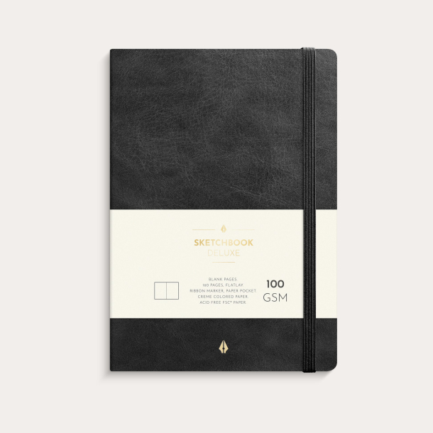 Notesbog Deluxe A5 blank, Sort