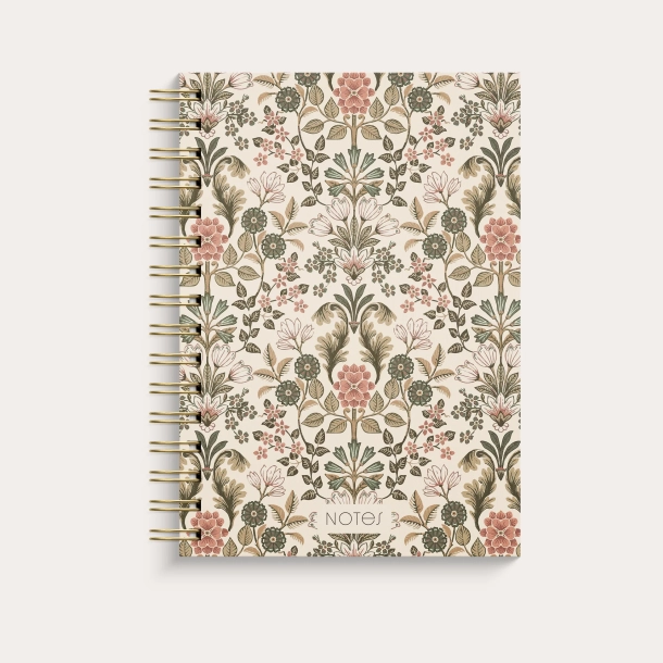 Notesbog A5 med botanisk m�nster, linieret