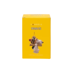 Julekugle glas Snoopy/Peanuts med ski H9.5cm