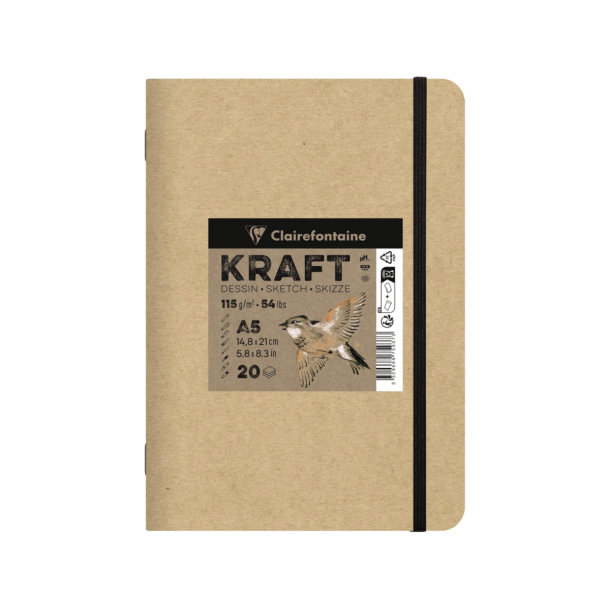 Clairefontaine Kraft Skitsebog, A5, 115 g