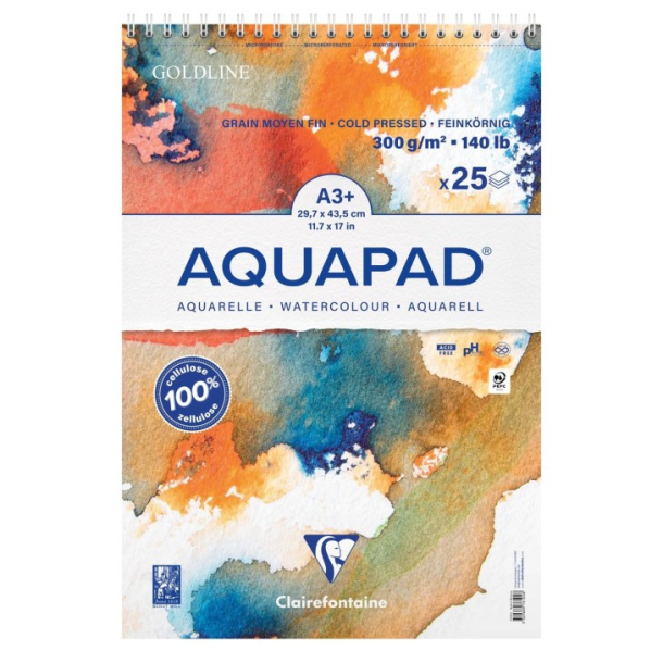 Clairefontaine Aquapad m. spiral 300 g, A3