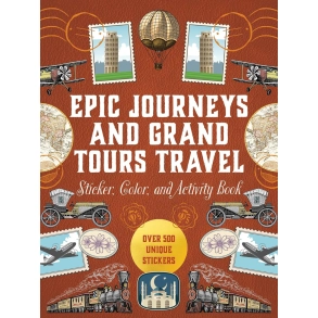 Epic Journeys and Grand Tours Travel Sticker. Color & Activity Book