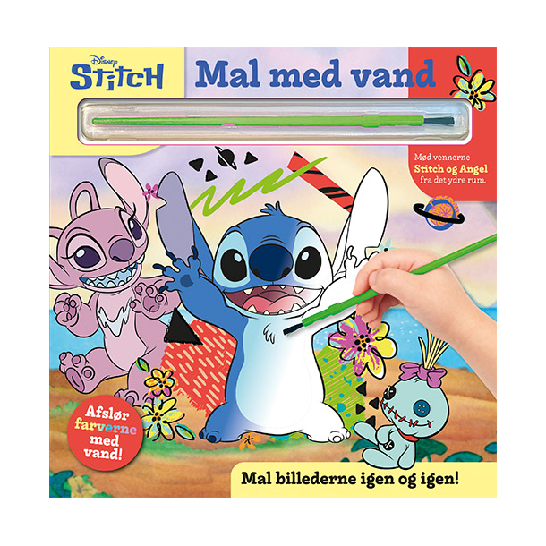 Mal med vand - Disney - Stitch - bog med pensel - farvelg igen og igen