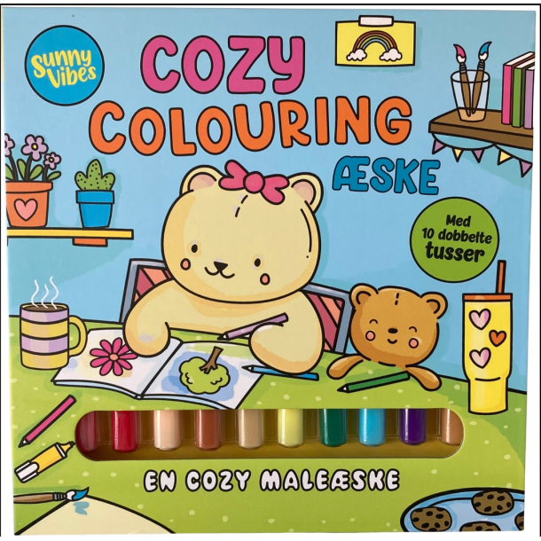 Sunny Vibes: Cozy Colouring �ske inkl. 10 dobbelt tusser