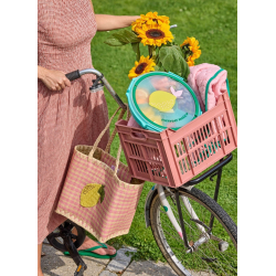 Rice Mellem Raffia Taske, Citron, ternet