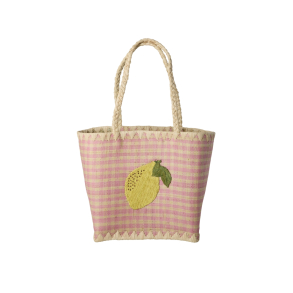 Rice Mellem Raffia Taske, Citron, ternet