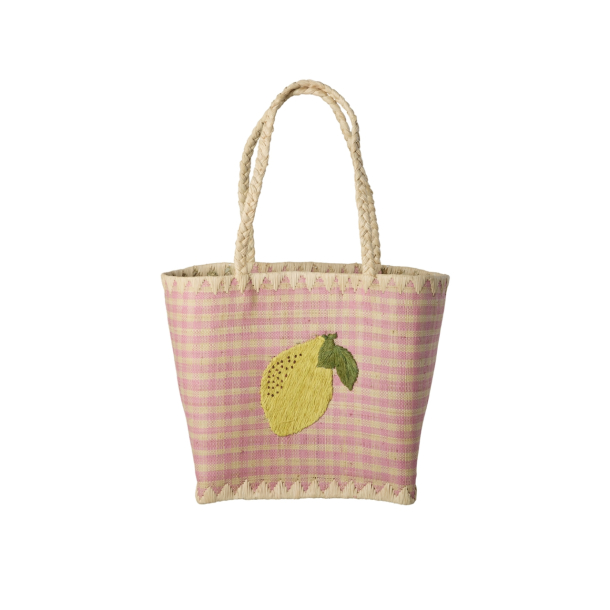 Rice Mellem Raffia Taske, Citron, ternet
