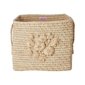 Rice, Firkantet Raffia Opbevaringskurv, Natur