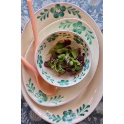 Skl, Pink, Hand-painted, grn blomst, stor