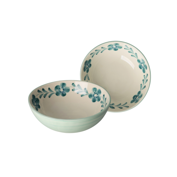 Skl, Pink, Hand-painted, grn blomst, stor