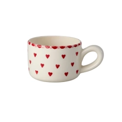 Rice, Keramik Cappuccino Kop - Creme - Hand-painted Small Hearts