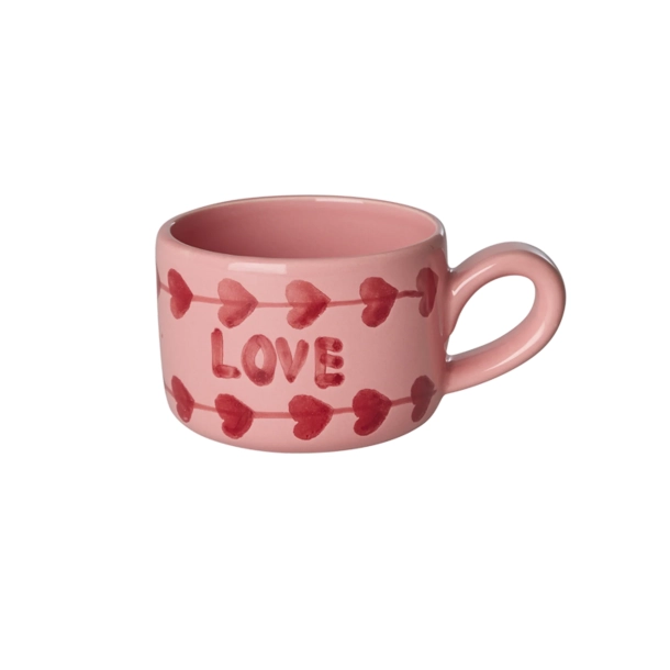 Rice Keramik Cappuccino kop, LOVE, Hndmalet