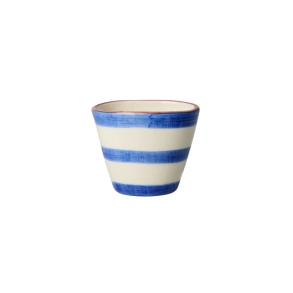 Ekstra lille Oval Keramik Espressokop - Bl - Hand-painted Stripes