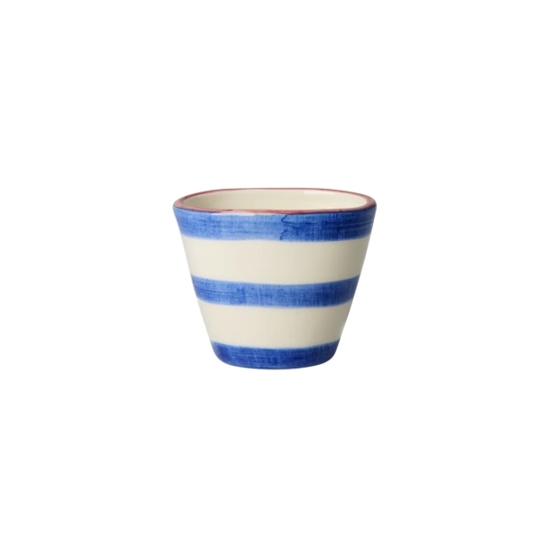 Ekstra lille Oval Keramik Espressokop - Bl - Hand-painted Stripes