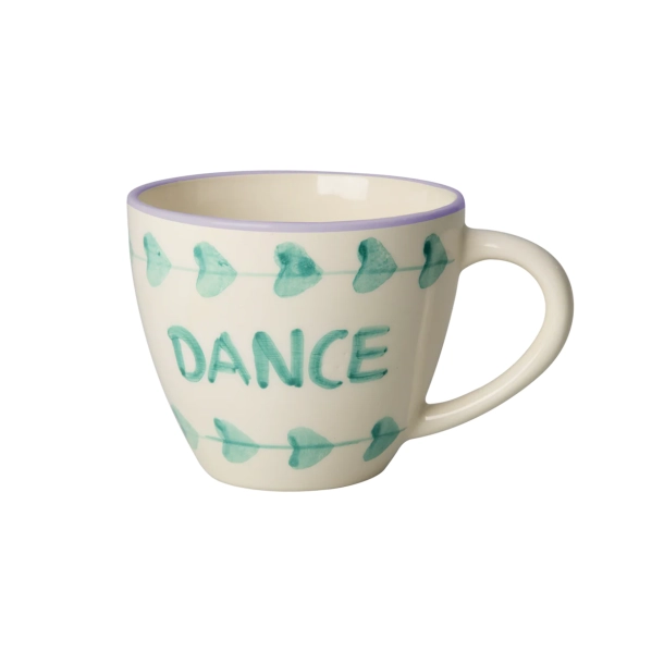 Rice, Stor Keramik Kop - Off White - Hand-painted DANCE