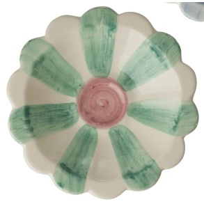 Lille Keramik Dip sk�l - Hand-painted Stripes - Gr�n