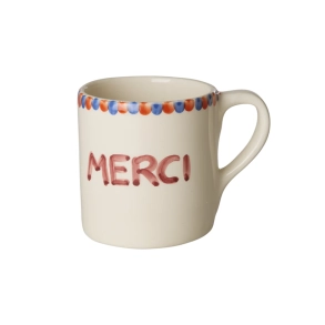 Rice, Keramik Krus, Creme MERCI, hndmalet