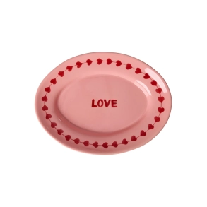 Rice, Mellem Keramik Serveringsfad - Pink - Hand-painted LOVE