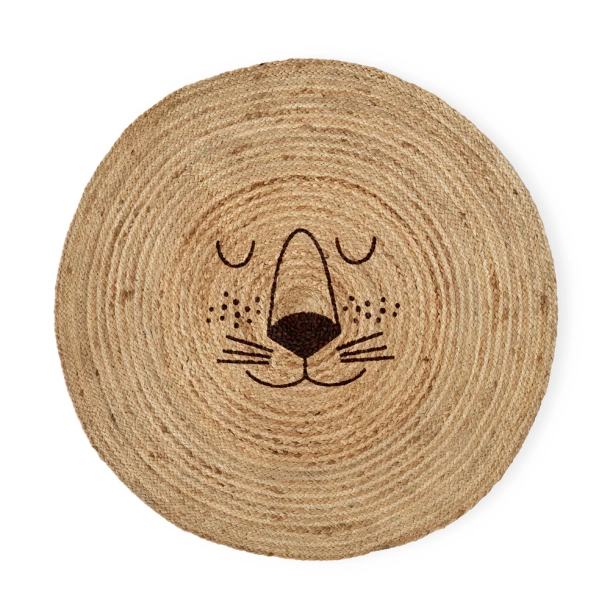Rund Jute T�ppe - Natur - Lion Design