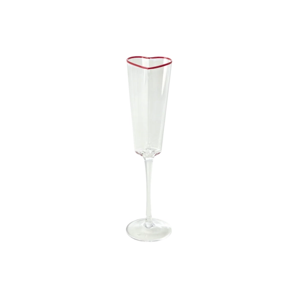 Rice, H�j Hjerte Glas Champagneglas - R�d