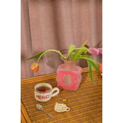 Rice glas vase, koral og pink