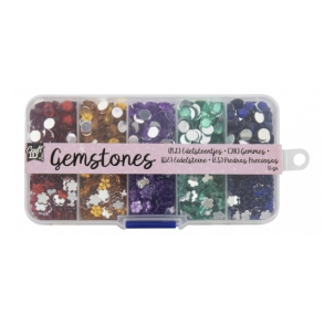 Dekorations �delsten, 1.200 stk. i boks. blomster/cirkler