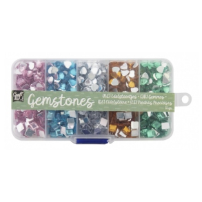 Dekorations �delsten, 1.200 stk. i boks. hjerter/firkanter