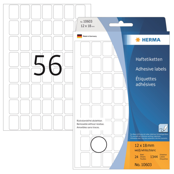 Herma etiket manuel aftagelig 12x18 hvid (1344)
