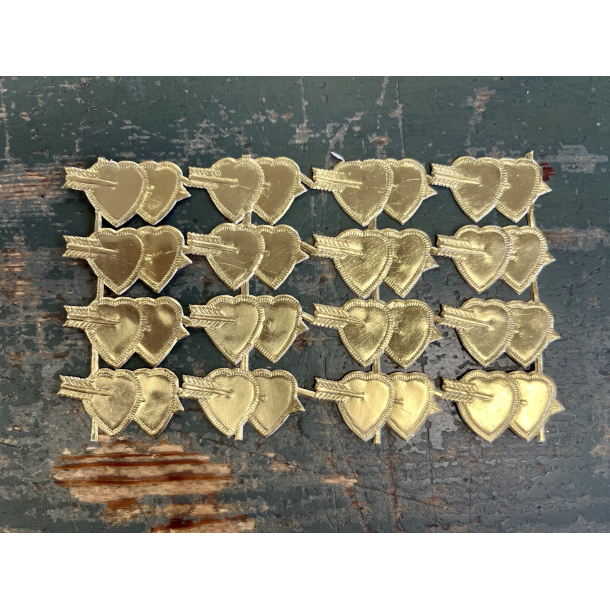 Glansbilleder hjerter guld