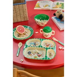 Rice, Melamin B�rnetallerken med 4 rum, super hero, gr�n