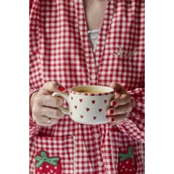 Rice, Keramik Cappuccino Kop - Creme - Hand-painted Small Hearts