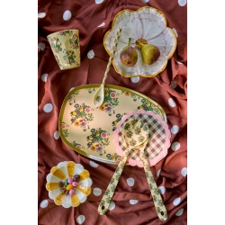 Rice, Stor Rektangul�r Middagstallerken - Creme - Retro Bouquet