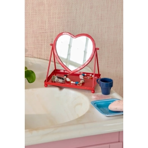 Rice, Hjerte Metal Spejl - R�d