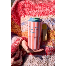 Rice, Rustfrit stl termo kop, Pink, striber