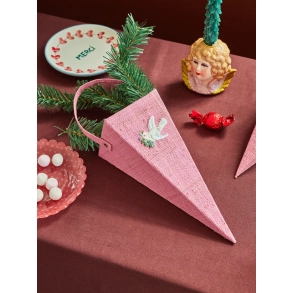 Rice, Stor Raffia Julepynt - Pink - Fredsdue