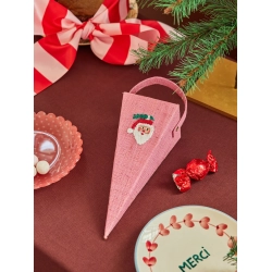 Rice, Stor Raffia Julepynt - Pink - Julemand