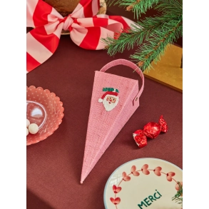 Rice, Stor Raffia Julepynt - Pink - Julemand