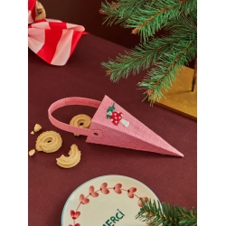 Rice, Stor Raffia Julepynt - Pink - Svamp